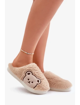 Dámské Chlupaté Pantofle S Medvídkem Béžové Fiorinella