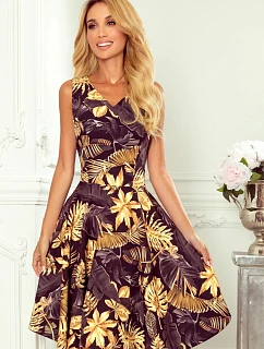 Rozšířené dámské šaty 114-13 černo-žluté - Numoco