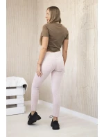 Bavlněné kalhoty s kapsami vzadu tmavě pudrově růžová Bavlněné kalhoty s kapsami vzadu tmavě pudrově růžová