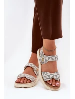 Dámské Sandały Z Materiálu Na Platformě Béžové Leriot