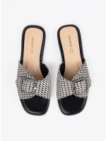 Trendy  nazouváky Czarno-biały dámské na plochém podpatku