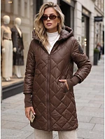 Dlouhá dámská prošívaná přechodová bunda, hnědá, FashionStreet TY5862