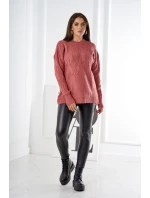 Svetr nasazený přes hlavu s módní vazbou tmavě růžová