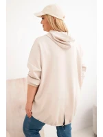 Dámská mikina Plus Size s kapucí a potiskem béžová