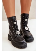 Dámské Eko Kožené Pracovní Boty S Připínáčky Černé Kristines