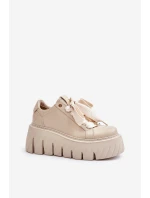 Dámské tenisky na masivní podrážce se zlatou ozdobou CheBello 4530 Béžové Dámské tenisky na masivní podrážce se zlatou ozdobou CheBello 4530 Béžové