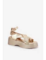 Dámské Sandály Na Platformě A Klínu Eko Kůže Zlaté Tenzorus