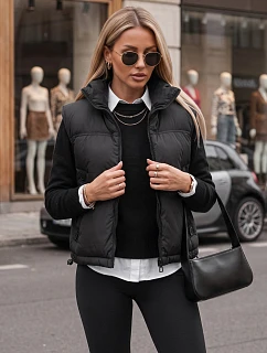 Dámská prošívaná zateplená krátká černá vesta FashionStreet TY5970
