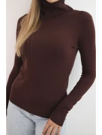 Dámský svetr z viskózy s rolákem a dlouhým rukávem hnědý Dámský svetr z viskózy s rolákem a dlouhým rukávem hnědý