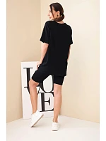 Dámský bavlněný komplet s krátkým rukávem a šortkami žlutý Dámský bavlněný komplet s krátkým rukávem a šortkami žlutý