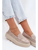 Mokasiny z přírodního semiše na platformě Vinceza Béžové