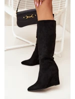 Dámské kozačky na klínovém podpatku 5123 Černá - Step in style Dámské kozačky na klínovém podpatku 5123 Černá - Step in style