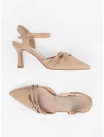 Zajímavé hnědé dámské lodičky na jehlovém podpatku Zajímavé hnědé dámské lodičky na jehlovém podpatku