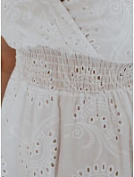 Bavlněné prolamované maxi šaty bez ramínek bílé FashionStreet EY2679 Bavlněné prolamované maxi šaty bez ramínek bílé FashionStreet EY2679