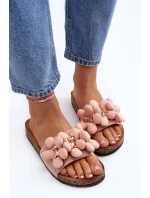 Dámské žabky s růžovými ozdobami Bunlia