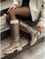 Dámské dlouhé hnědé boty KICKBOOT FashionStreet ZY0500 Dámské dlouhé hnědé boty KICKBOOT FashionStreet ZY0500