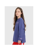 Dívčí tričko oversize s potiskem a dlouhým rukávem 4F 4FJRAW25TLONF589-33S