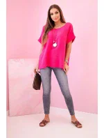 Mušelínová halenka s náhrdelníkem fuchsie