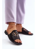 Lesklé dámské sandály s ozdobami S.Barski KV27-063 černé Lesklé dámské sandály s ozdobami S.Barski KV27-063 černé