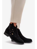 Dámské Botky S Prořezáváním Na Zip Černé S.Barski HY42-081