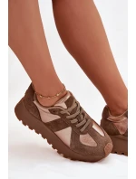 Dámské Zateplené Sneakersy Na Platformě Big Star OO274A218 HI-POLY SYSTEM Hnědé