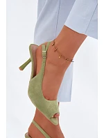 Dámské sandály na jehlovém podpatku Eko semiš zelené Sevina