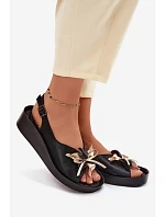 Kožené dámské sandály s ozdobou S.Barski KV61-6045 Černé
