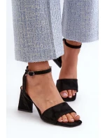 Dámské sandály na vysokém podpatku vyrobené z Eco Suede Black Upttima