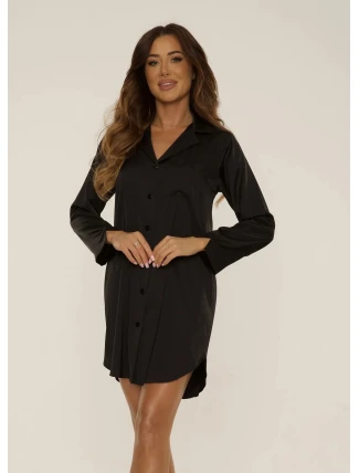 Dámská noční rozepínací košile 760 Cordelia Černá - De Lafense