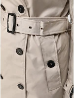 Dámský dvouřadý trenčkot s kapucí světle béžový FashionStreet TY5655