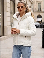 Dámská prošívaná bunda s kapucí v barvě ecru, FashionStreet TY5942 Dámská prošívaná bunda s kapucí v barvě ecru, FashionStreet TY5942