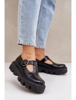 Lakované Kožené Polobotky S Přezkou Černé Zazoo 20183
