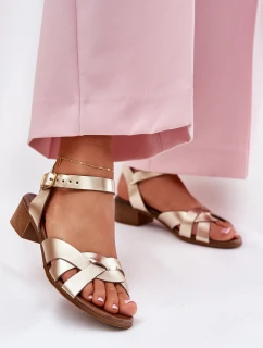 Kožené sandály na jemném podpatku Zazoo 40372 zlaté