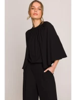S397 Kombinéza s širokými rukávy a rozdělenými zády - černá