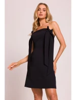 M851 Šaty na ramínka s mašlemi - černé