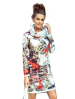 IRENE - Dámské šaty s rolákem a barevným vzorem 282-1