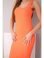 Dámské viskózové žebrované šaty na ramínkách oranžová