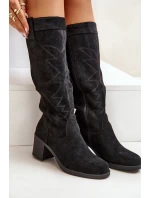 Dámské Kozačky Na Podpatku Před Koleno Černé Erisorae Dámské Kozačky Na Podpatku Před Koleno Černé Erisorae