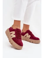 Semišové Dámské Tenisky Na Platformě Vinceza 79561 Bordové