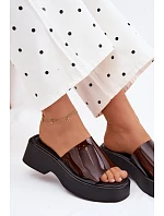 Dámské platformové sandály s průhledným páskem Černé Selestia