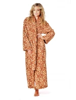 Dámský župan s šálovým límcem VICTORIA 2130 8288 Hnědá vzor - Vestis Dámský župan s šálovým límcem VICTORIA 2130 8288 Hnědá vzor - Vestis