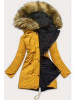 Žluto-černá oboustranná dámská zimní bunda  (M-136)