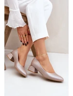 Kožené lodičky Lewski 3118 Tmavě béžové