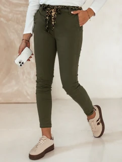 Dámské džínové kalhoty CHARMYOU s páskem olivové FashionStreet UY2270