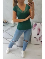 Halenka s krajkovým výstřihem zelená