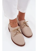 Dámské kožené elegantní šněrovací polobotky Zazoo 4238 béžové