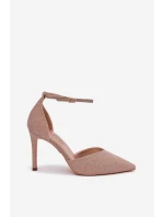 Třpytivé lodičky s páskem šampaňské Joranne