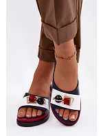 Kožené dámské sandály s ozdobou D&A GR61-5932 tmavě modré