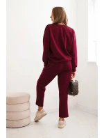 Dámský komplet z viskózy s ozdobným motivem a kalhotami švestkový