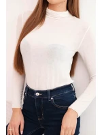 Dámská blůza z kašmíru s rolákem a dlouhým rukávem světlá béžová